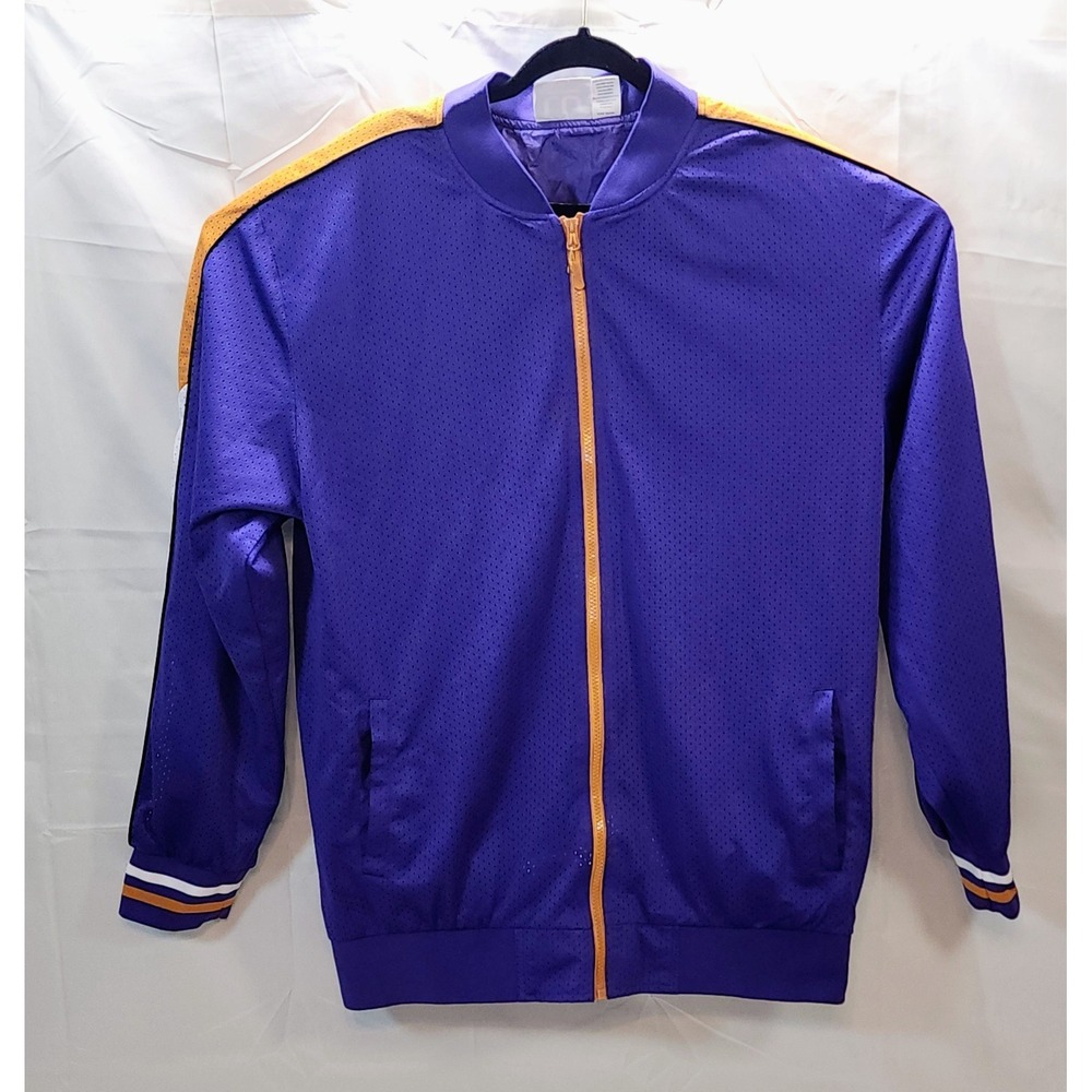 Linea Uomo LU Mesh Bomber Jacket XXL Purple Yellow LA Laker's Colors Streetwear
